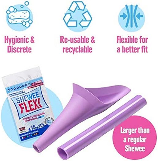 Flexi Female Urinal Flexible, Reusable, Portable & Recyclable Urination Device. Festival, Camping, Car, Hiking Essentials for Women. Stand to Pee Device W/Extension Pipe (FREE POSTAGE)