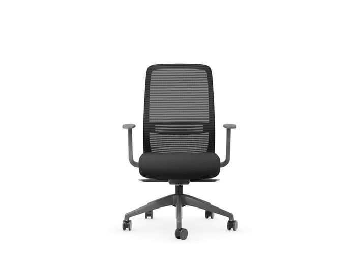 NV High Back Swivel Mesh Chair Grey Frame Black seat with adjustable arms