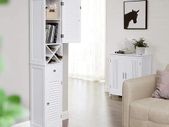 Bathroom cabinet Tallboy with 2 louvre doors White