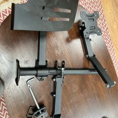 Dual monitor desk stand and laptop tray