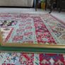 Vintage wall mirror in a green gold trimmed frame 1950s Image 3