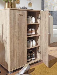 Shoe Cupboard 2 Door / 60 x 90 x 35 CM White Front High Shine 12 Pairs of shoes