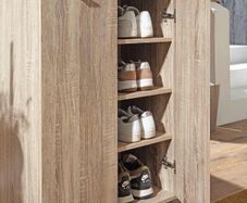 Shoe Cupboard 2 Door / 60 x 90 x 35 CM White Front High Shine 12 Pairs of shoes