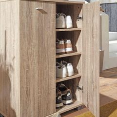 Shoe Cupboard 2 Door / 60 x 90 x 35 CM White Front High Shine 12 Pairs of shoes