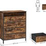 _Chest of Drawers, Sideboard, Cabinet with 8 Drawers, Open Compartment, Non-Woven Fabric Drawers with MDF Front, Steel Frame, Vintage Brown/Black Image 4