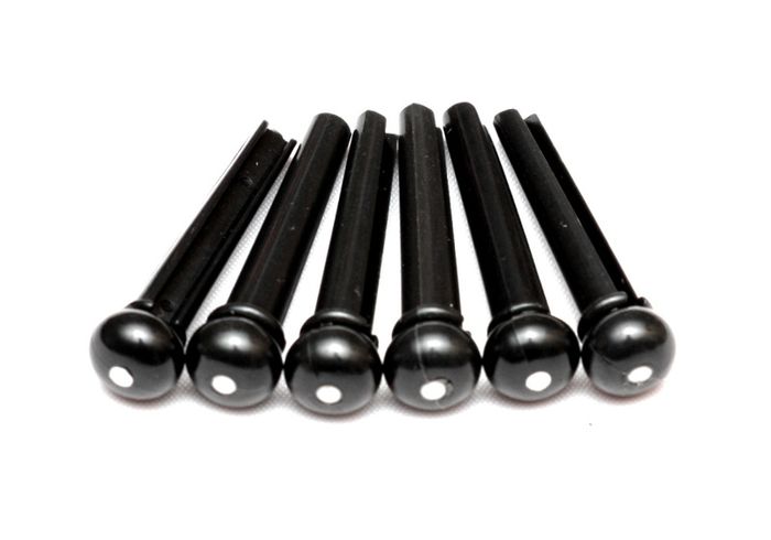 Acoustic Guitar Bridge Pins - Black - Set of 6