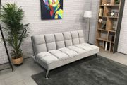 Light grey Modern Folding 3-Seater Fabric Sofa Bed