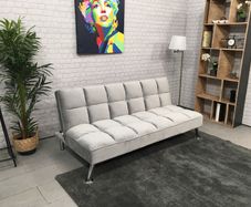 Grey velvet Folding 3 Seater Sofa free delivery