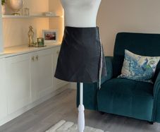 Ladies Black Faux Leather Mini Skirt with Sparkling Rhinestone Fringe Trim from River Island