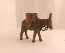 olive wood vintage/ antique donkey hand carved  figurine Great gift present hand made