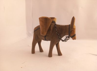 olive wood vintage/ antique donkey hand carved  figurine Great gift present hand made
