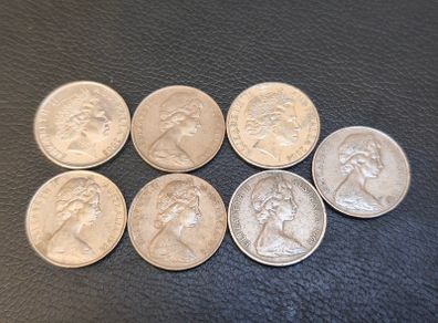 1966 - 2008 Australian 20 Cent coins x7 Job Lot Platypus