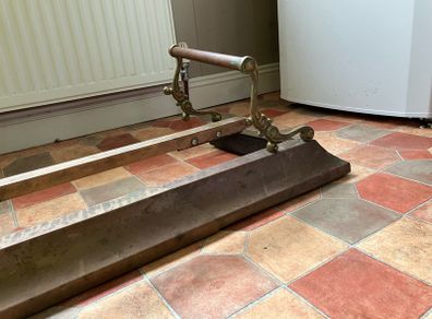 Very decorative antique brass and copper fender