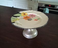 Hand painted vintage cake stand