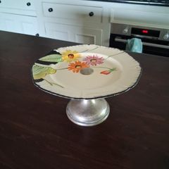 Hand painted vintage cake stand