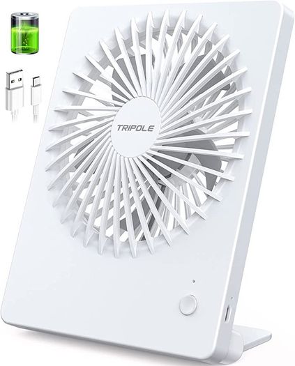 USB Desk Fan, 2000mAh Portable USB Fan 3 Speeds Rechargeable Mini Fan Battery Fan Last 4-16hrs, 180 Degree Adjustable Table Cooling Fan 30dB Silent Fan for Bedroom, Office, Library, Travel (FREE POSTAGE)