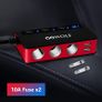 Quick Charge 3.0 Car Adapter, 180W Cigarette Lighter Adapter 12V/24V Cigarette Lighter Splitter 4USB Ports 3-Socket Car Splitter 6.6A LED Voltmeter Car Charger Image 2