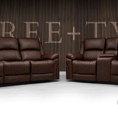 Roman Leather Manual Recliner Sofa Set