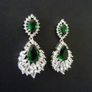 Art Deco Style Emerald Stone Drop Silver Earrings Image 4