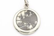 925 Vintage Sterling Silver Globe Map Avon Pendant