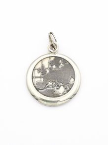 925 Vintage Sterling Silver Globe Map Avon Pendant