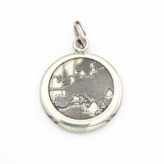 925 Vintage Sterling Silver Globe Map Avon Pendant