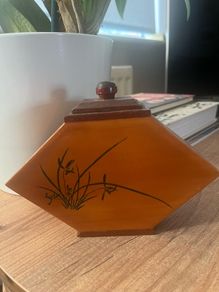 Vintage Mid-Century Chinese Parquet Wooden Tea Box (12cm)