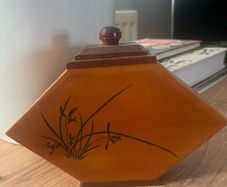 Vintage Mid-Century Chinese Parquet Wooden Tea Box (12cm)