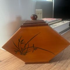 Vintage Mid-Century Chinese Parquet Wooden Tea Box (12cm)