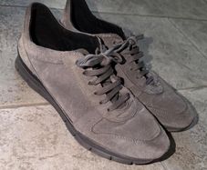 Geox Respira Dark Grey Genuine suede & leather Italian patent detailing Runners Uk 8/42