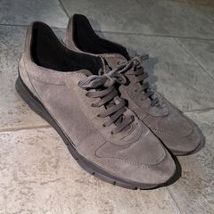 Geox Respira Dark Grey Genuine suede & leather Italian patent detailing Runners Uk 8/42
