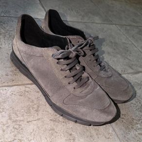 Geox Respira Dark Grey Genuine suede & leather Italian patent detailing Runners Uk 8/42