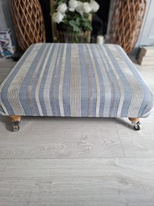 Stylish Upholstered Footstool, Ottoman on Castors