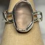 Handmade sterling silver wave ring with pink sea glass. Size L Image 2