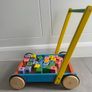 Push cart with blocks for baby toddler gift wooden toy Image 5