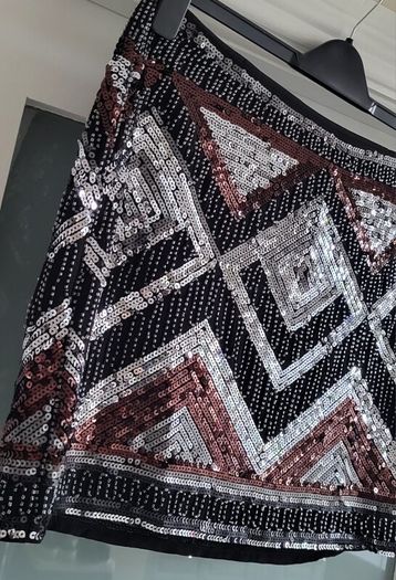 H&M silver, black and bronze sparkly skirt Sz 42 (Fit 12-14UK)