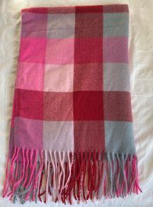 Pink/Red/Grey Checked Scarf Wrap Shawl Pashmina Brand New