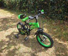 Green 14 Inch Strike Bike: Fixed Gear Bike for Kids with Training Wheels