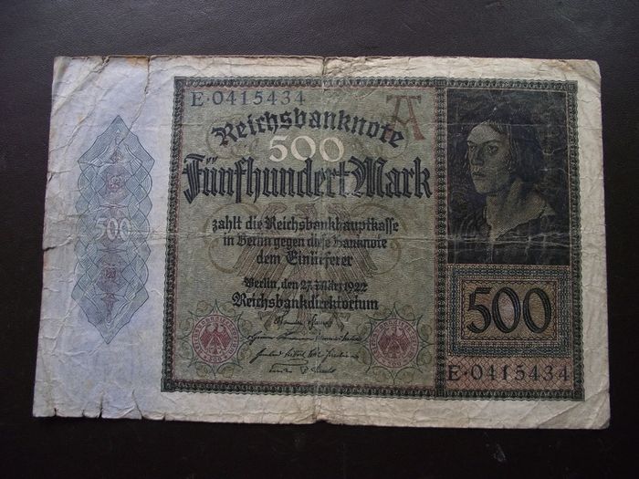 Germany. Reichsbanknote. 500 Mark (27.3.1922)