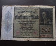 Germany. Reichsbanknote. 500 Mark (27.3.1922)