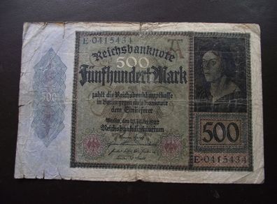 Germany. Reichsbanknote. 500 Mark (27.3.1922)