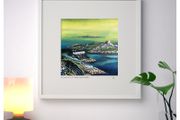Low Cloud on Dalkey Island and Sorrento Terrace, LARGE framed print by Helen Mathews