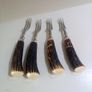 Antique Set of 4 Genuine Stag/Antler Handle Steak Knives and Forks. Made In Sheffield England Image 2