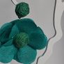 Chunky Raffia Green Fabric Flower Statement Earrings Image 8