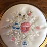 Vintage Wooden Circular Trinket / Jewlery Box w/floral embroidery top Image 9