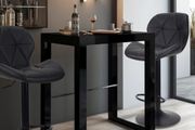 Set of 2 Bar Chairs,Modern Height Adjustable Kitchen Stools With Backs, Swivel Faux Leather Kitchen Island Chairs All Black