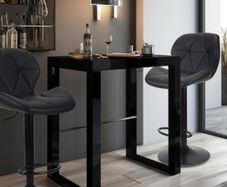 Set of 2 Bar Chairs,Modern Height Adjustable Kitchen Stools With Backs, Swivel Faux Leather Kitchen Island Chairs All Black