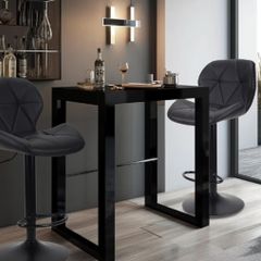 Set of 2 Bar Chairs,Modern Height Adjustable Kitchen Stools With Backs, Swivel Faux Leather Kitchen Island Chairs All Black