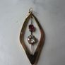 Modernist-style 9ct Gold Pendant, Pink and White Sapphire, London Hallmarked, Geometric Open Design Image 7