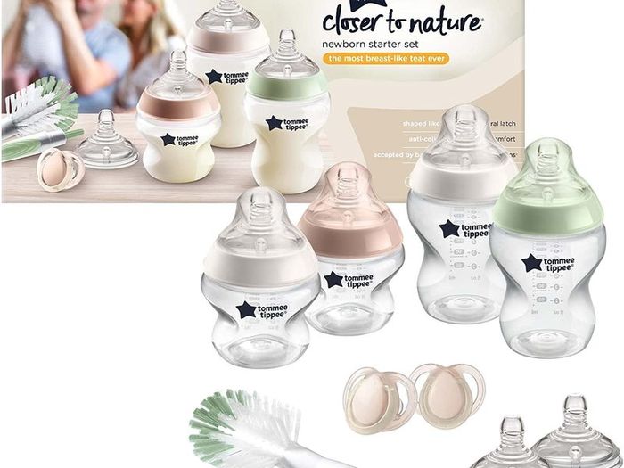 Closer to Nature Newborn Baby Bottle Starter Kit, Breast-Like Teats with Anti-Colic Valve, Mixed Sizes and Colours